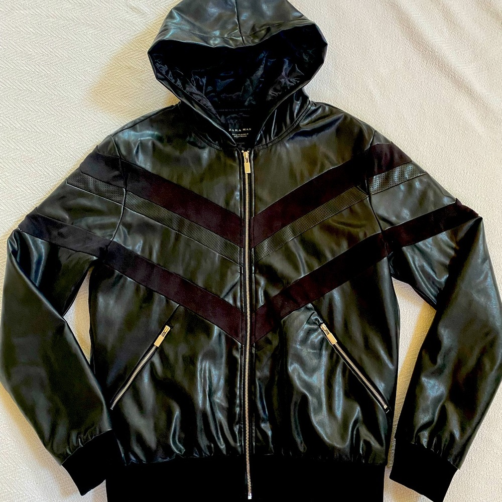 🔥 RARE ZARA leather and suede hoodie Super sick!!
